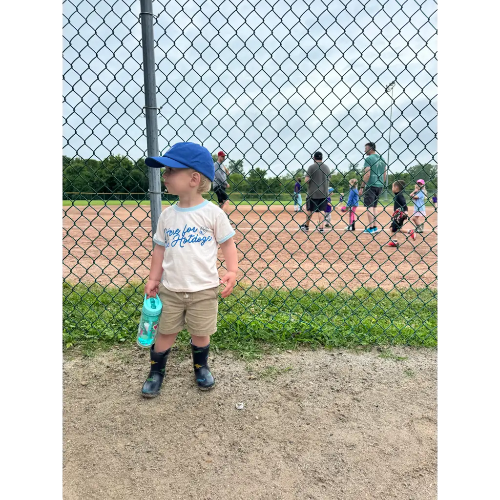 Here for the Hotdogs Organic Cotton Kids Baseball Tee